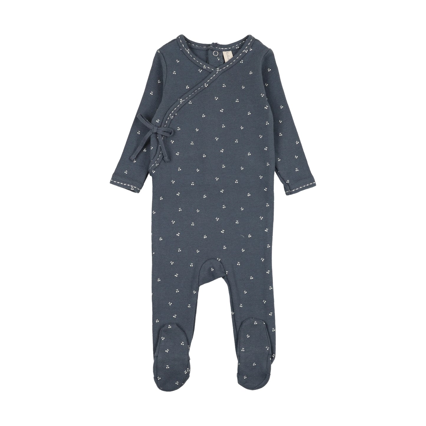 Cherry Scallop Footie- Off Navy