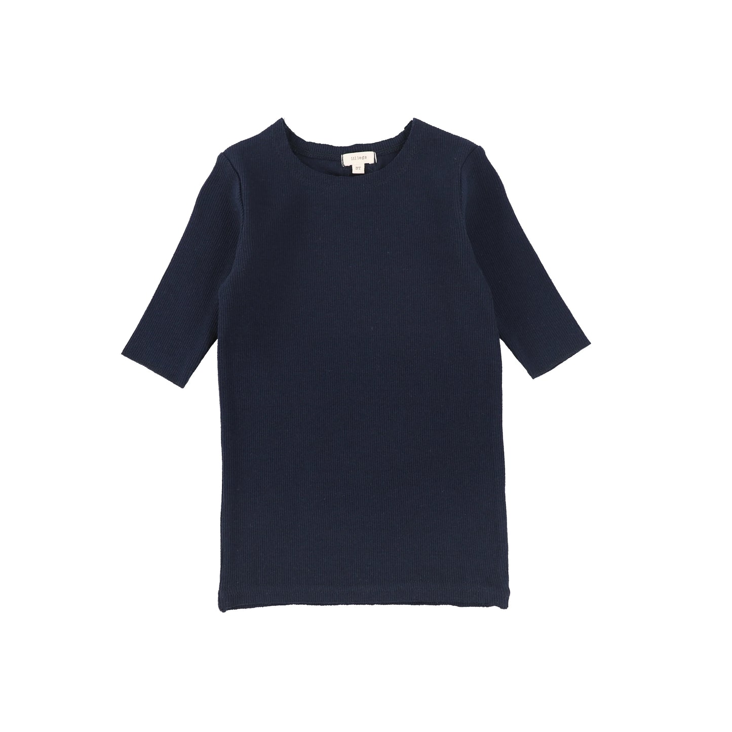 Ribbed Tee Three Quarter Sleeve Navy