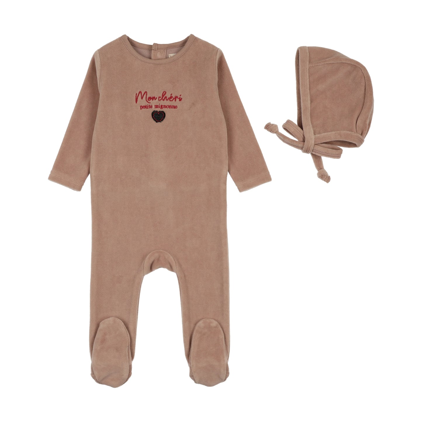 Dried Rose Velour Footie Set