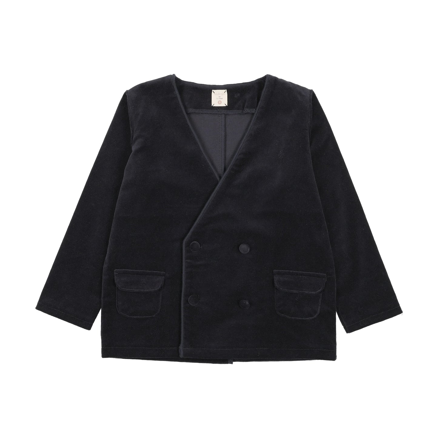 Trim Velvet Blazer- Navy