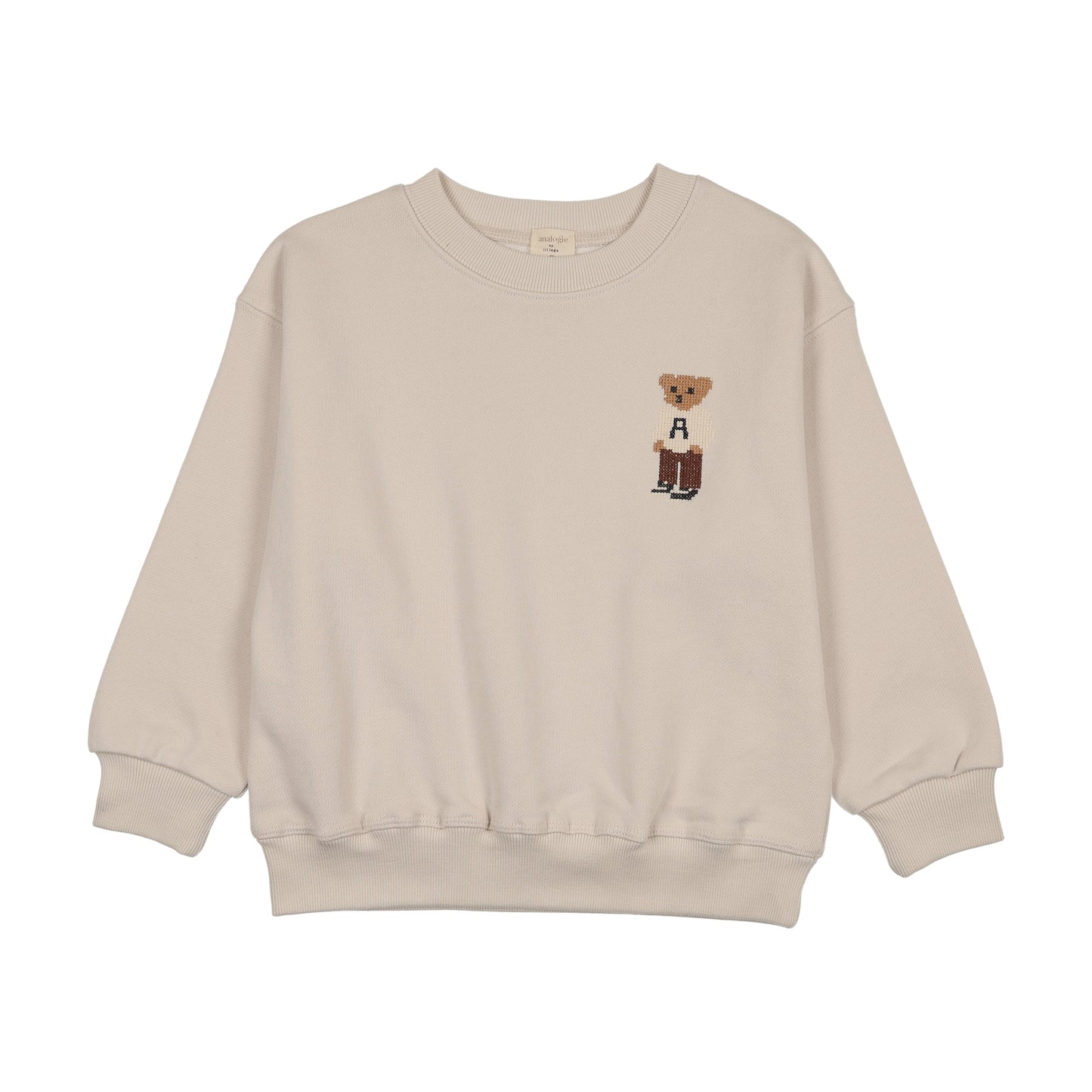 Bear Sweatshirt Boy- Ivory Embroidered