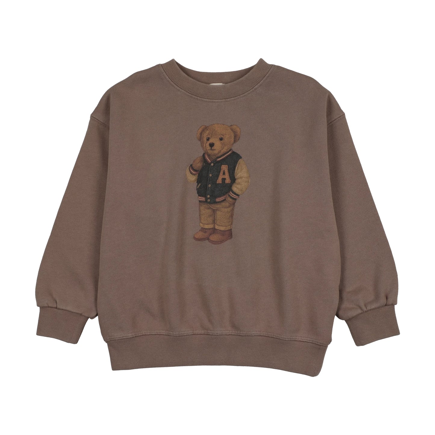 Varsity Bear Sweatshirt Boy- Washed Brown
