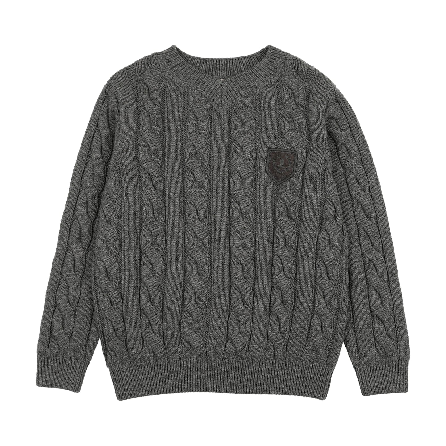 Chunky V Neck Sweater- Mid Grey