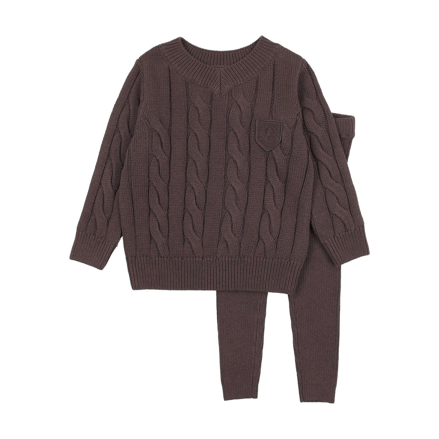 Chunky Cable Knit Toddler Set- Chocolate Brown