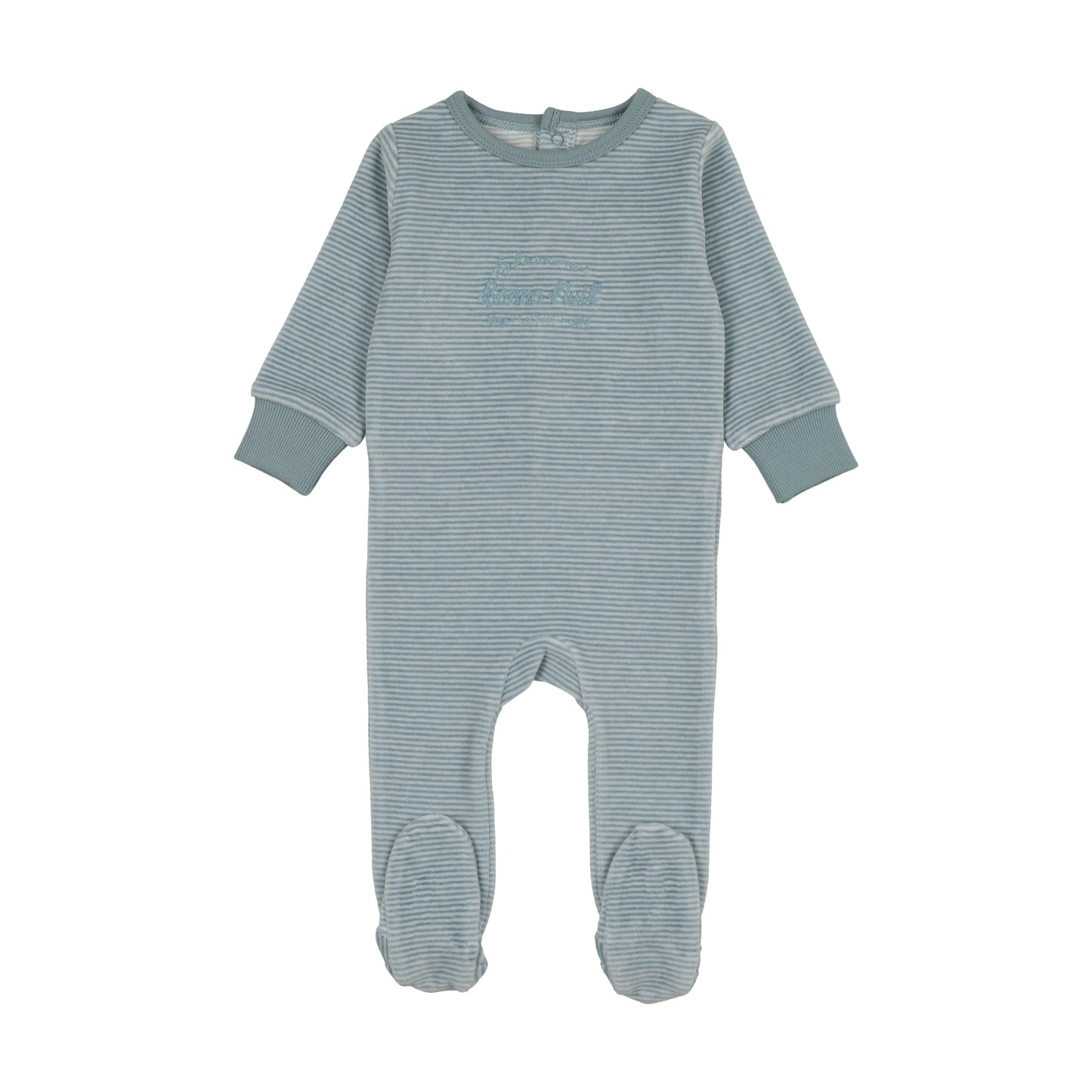 Velour Blue Stripe Footie