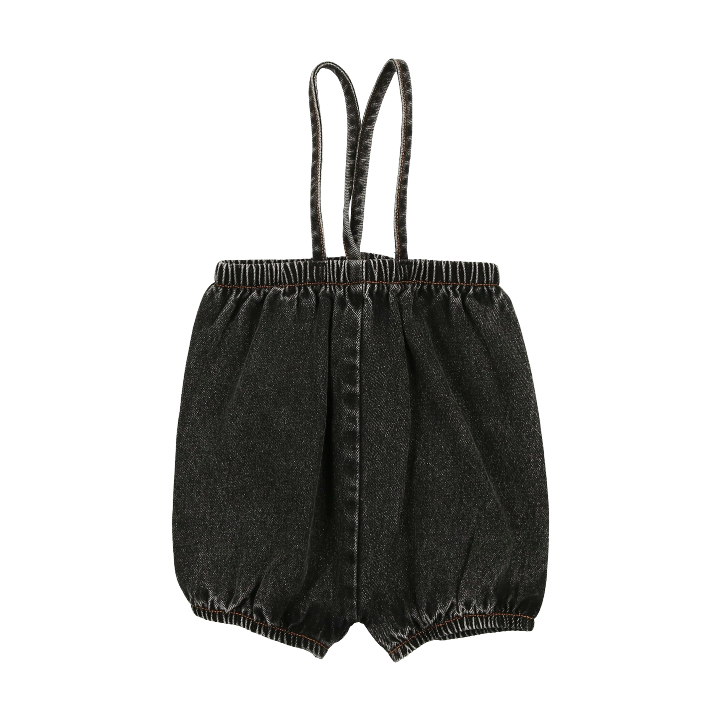 Denim Suspender Shorts- Black Denim