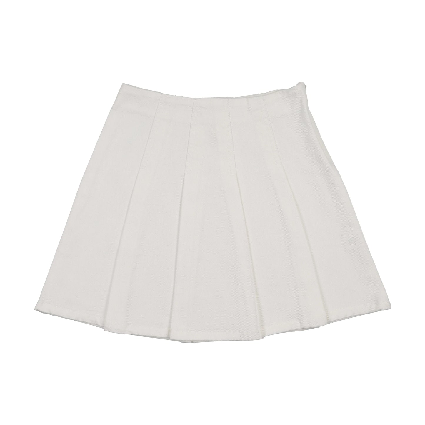 Pleated Denim Skirt- White Denim