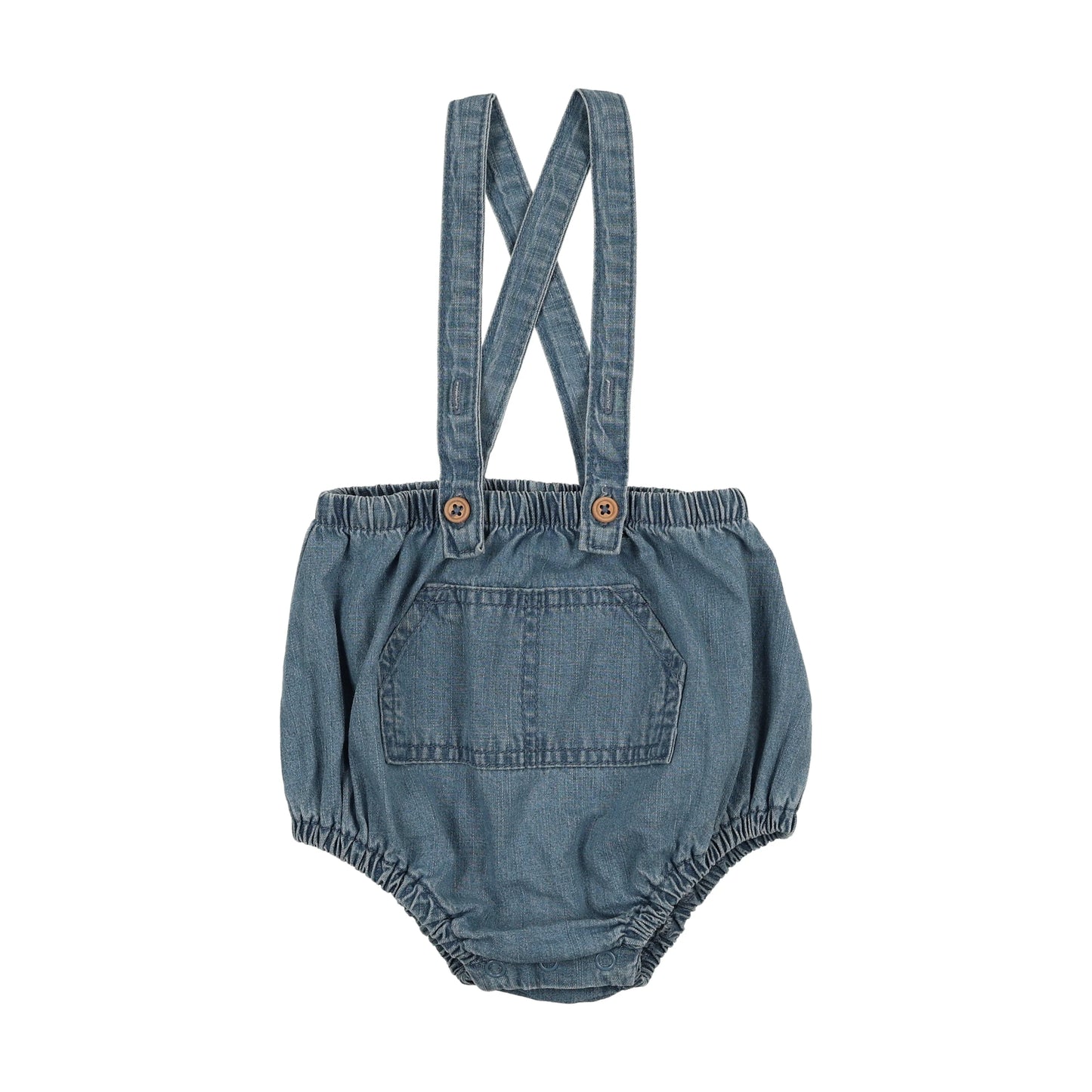 Pocket Suspender Bloomers- Mid Blue Denim