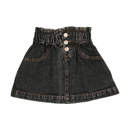 Paperbag Skirt- Black Denim
