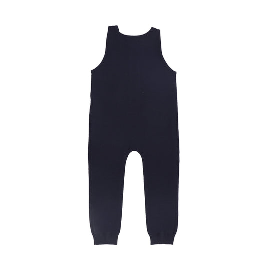 Button Knit Overalls - Navy