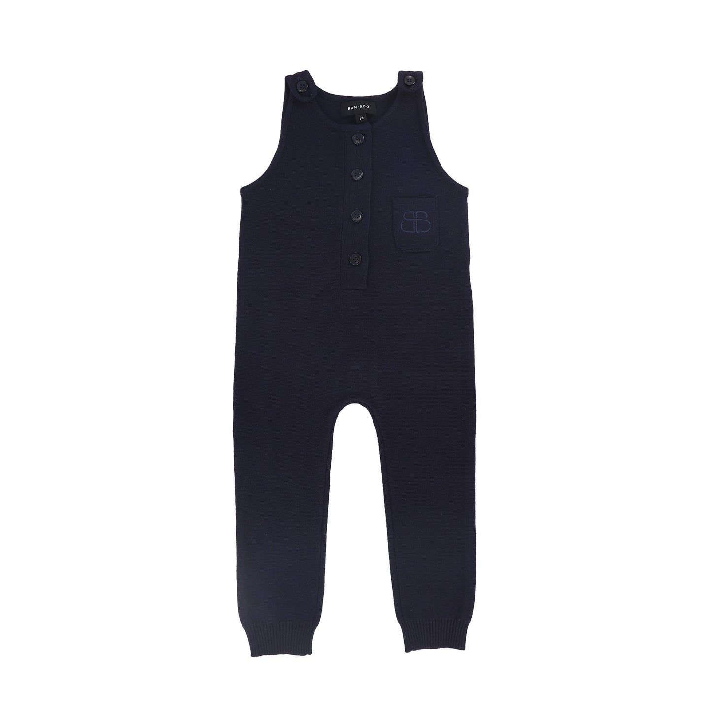 Button Knit Overalls - Navy