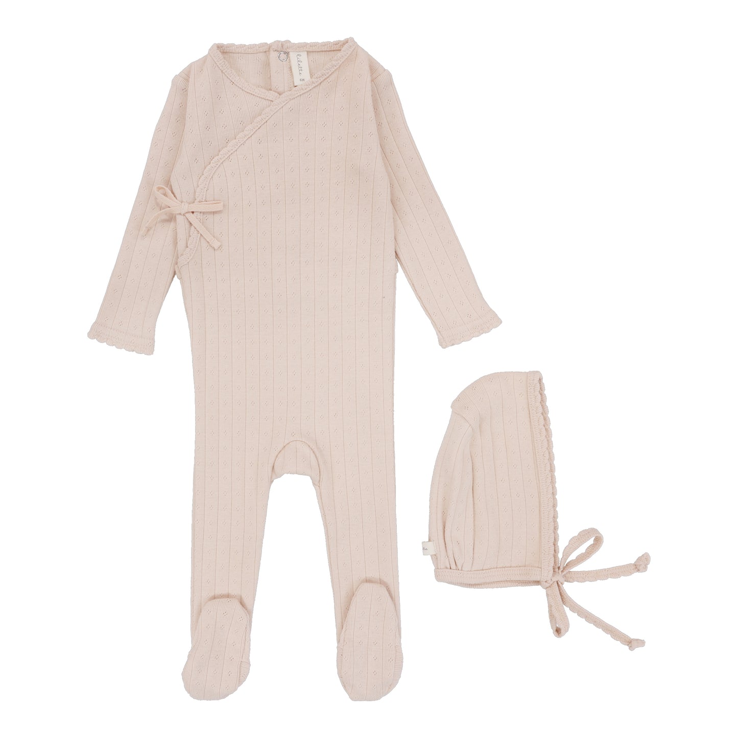 Fine Pointelle Footie Set - Pale Pink
