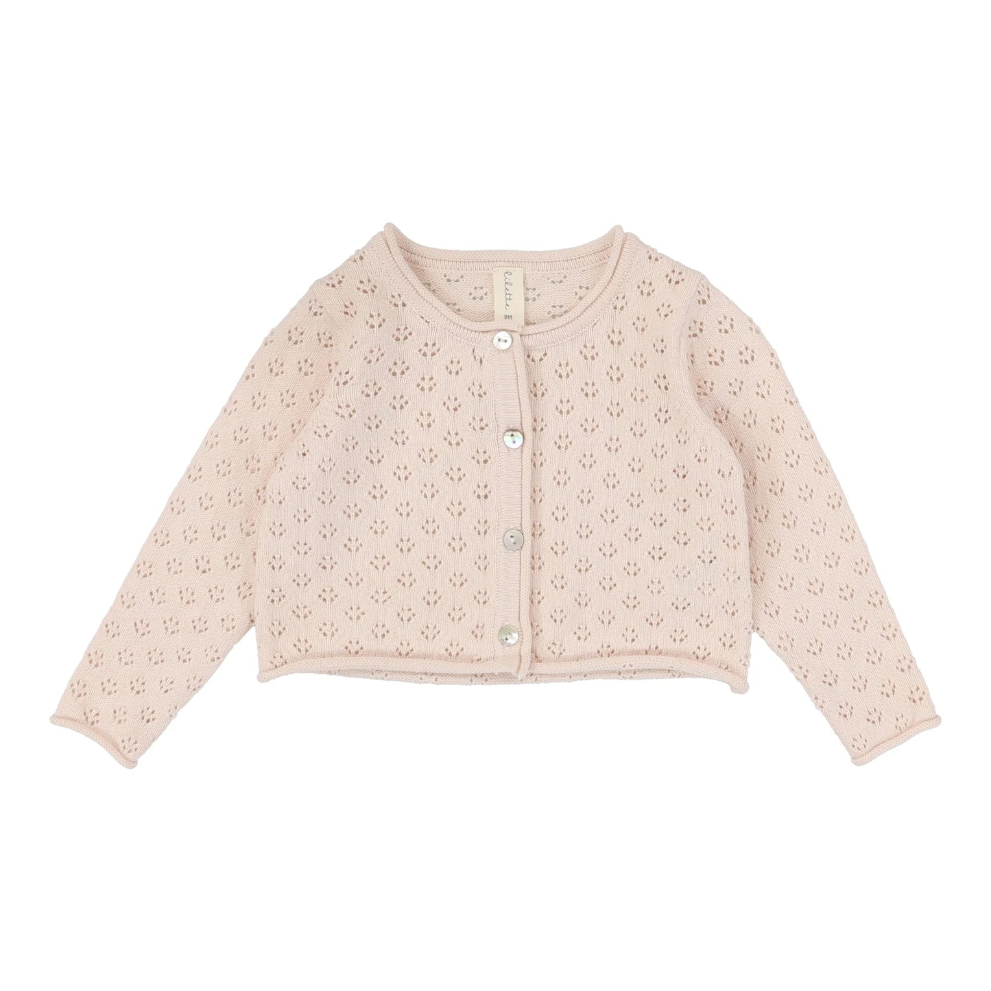 Knit Pointelle Cardigan- Pink