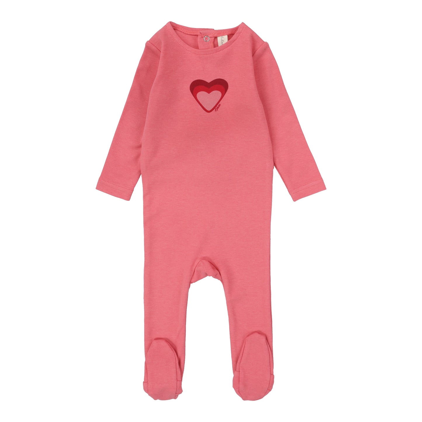 Big Graphic Heart Footie- Bright Pink