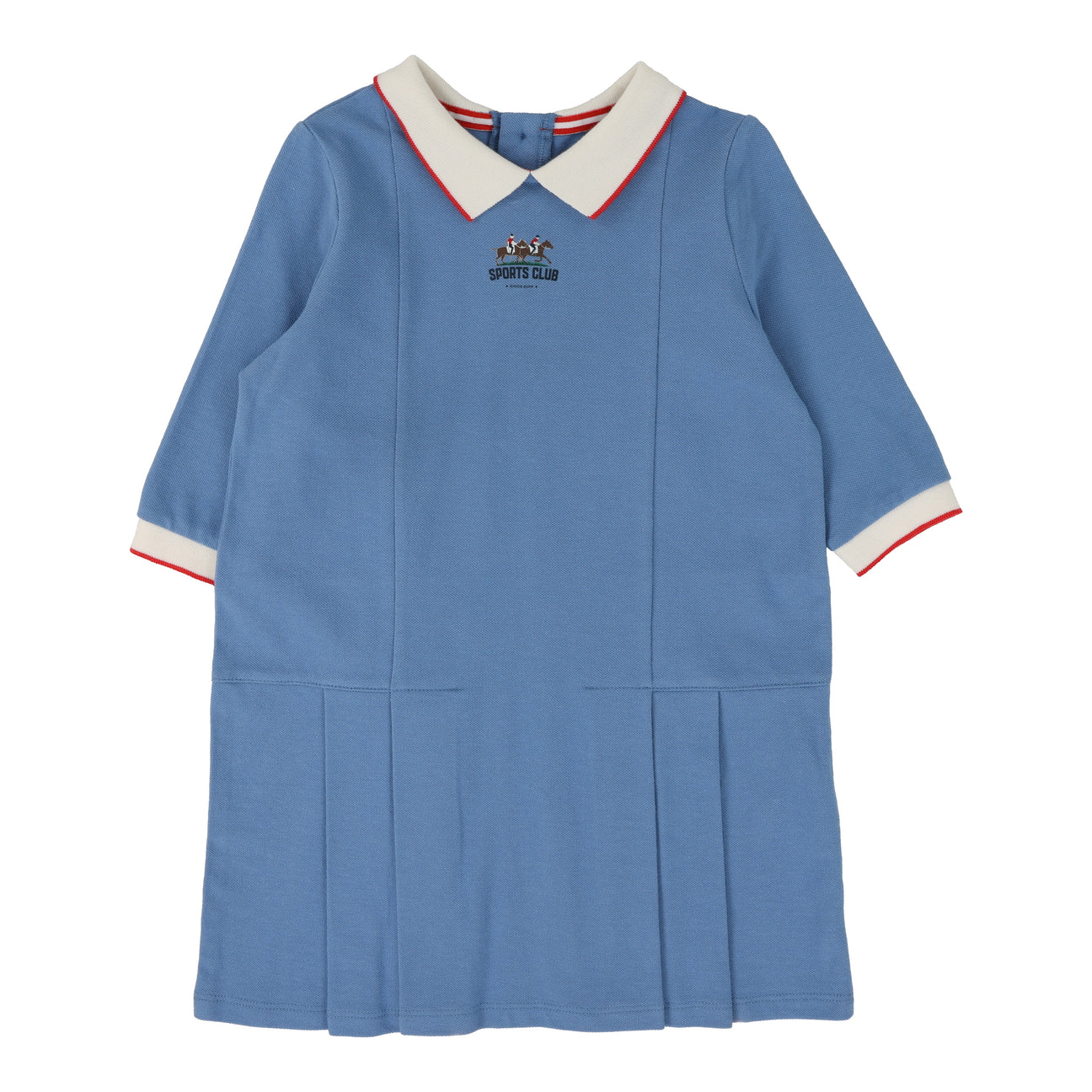 Pique Dress Long Sleeve- Light Blue