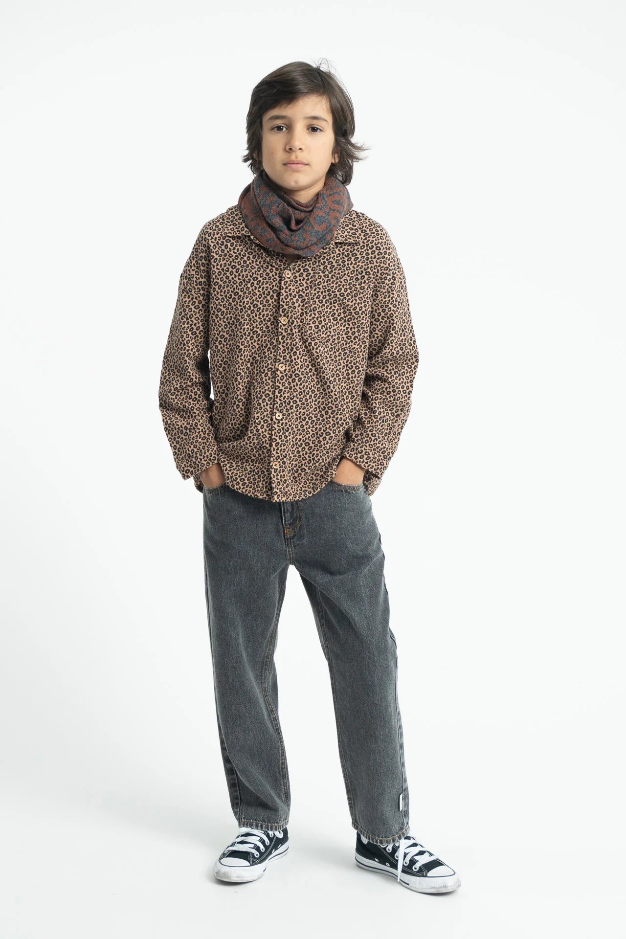 Shirt Brown with Animal Print