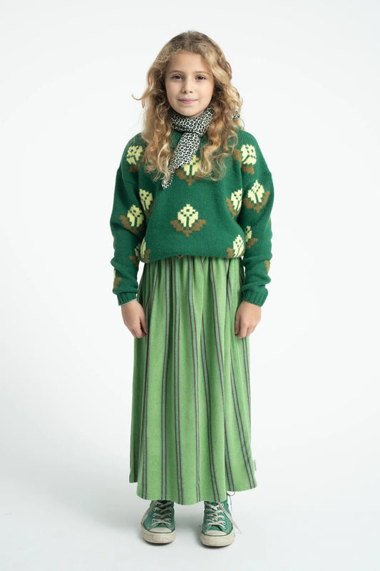 Long Skirt Green with Double Stripes