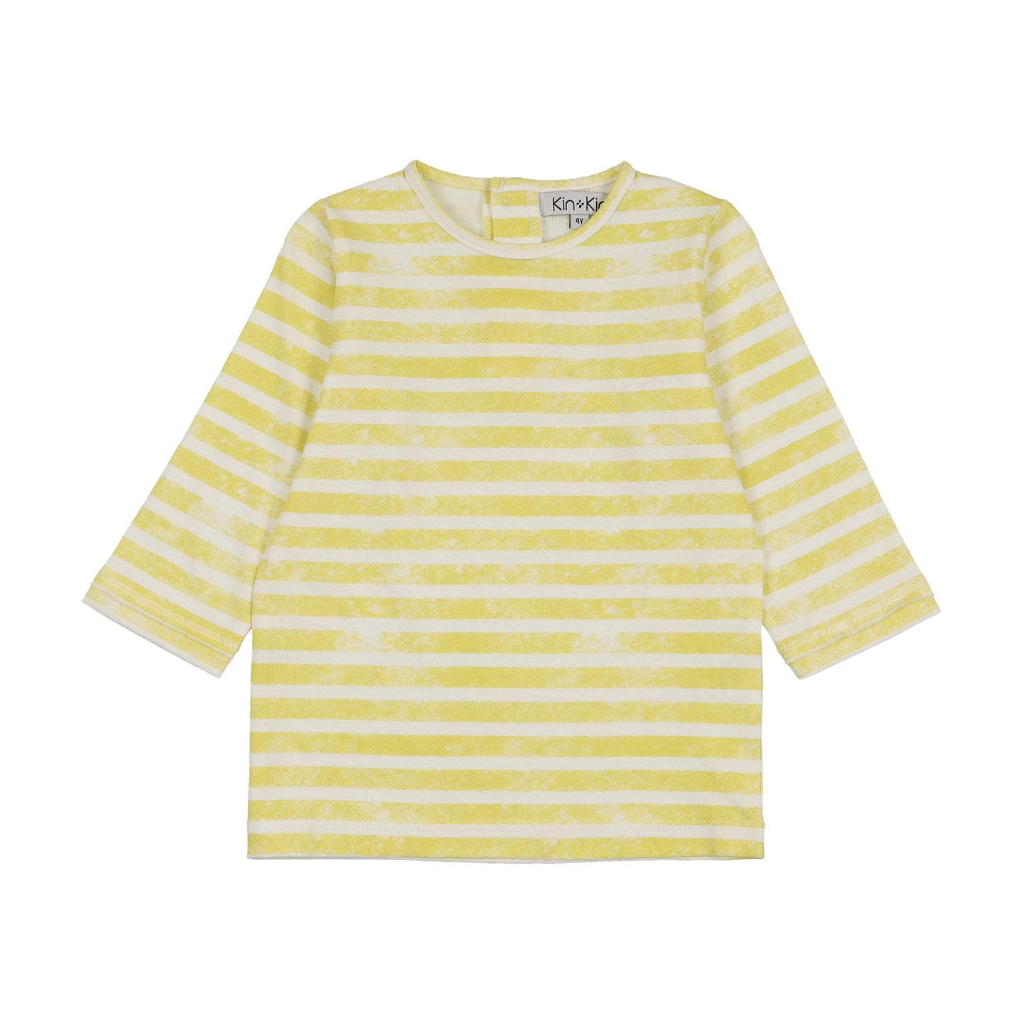 3/4 Sleeve T-Shirt- Neon Yellow Stripes
