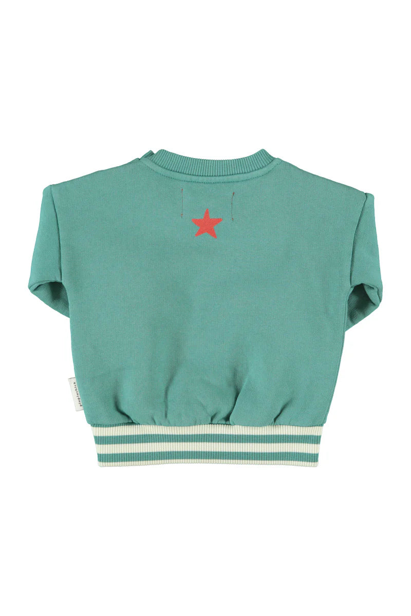 Baby Sweatshirt Green with "here We Go" Print