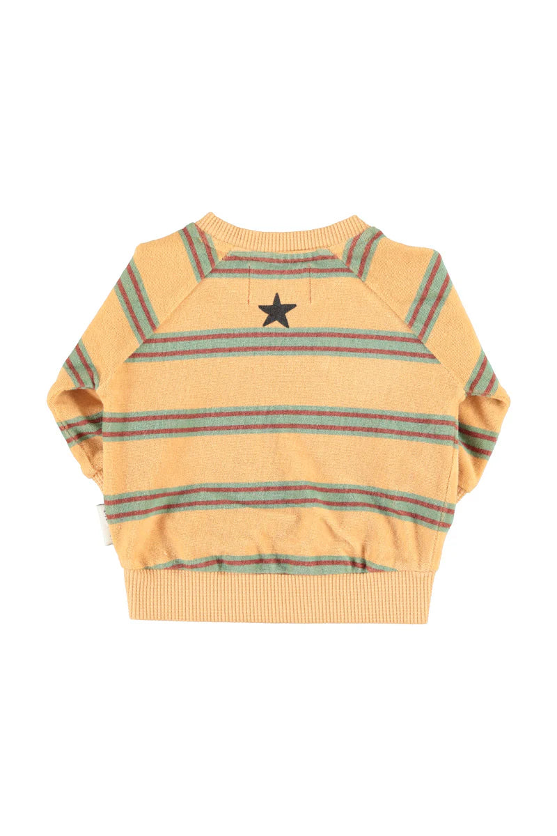 Baby Terry Cotton Sweatshirt Sand with Double Stripes