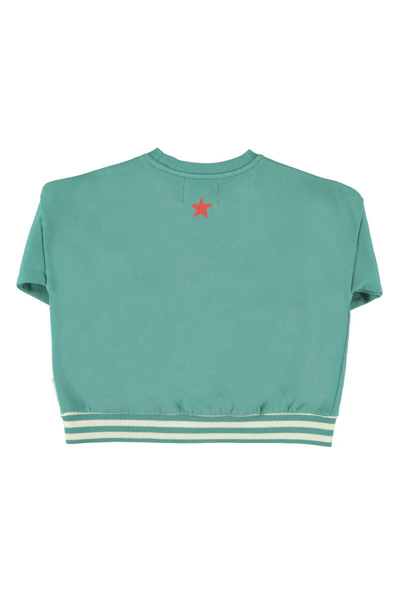 Sweatshirt Green with "here We Go" Print