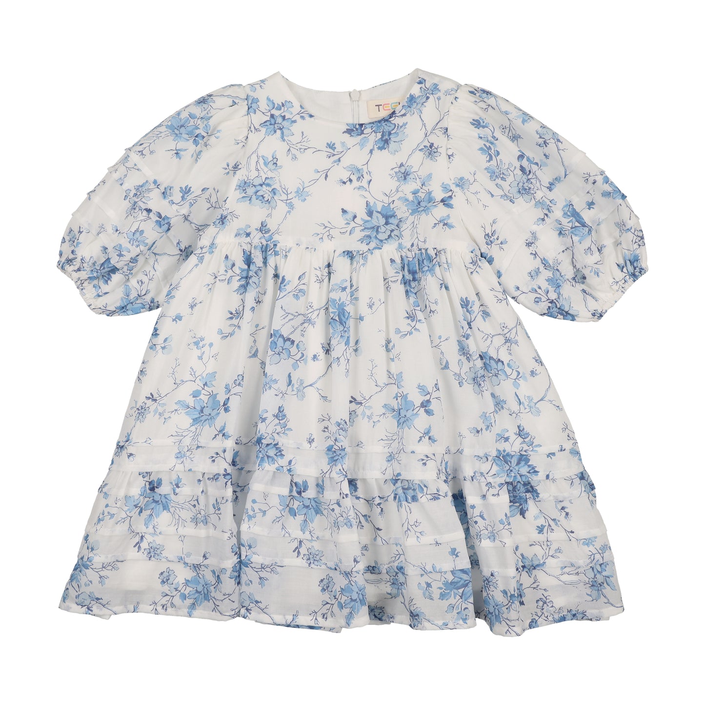 Blue Toile Pleat Dress