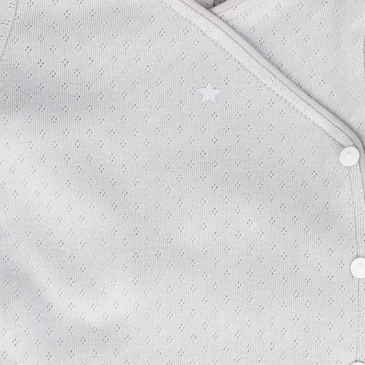 Blue Pointelle Piped Wrap Footie