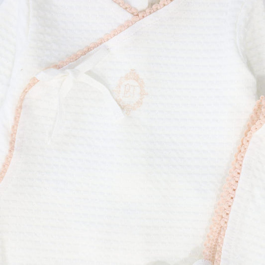 White/Pink Medallion Wrap Footie