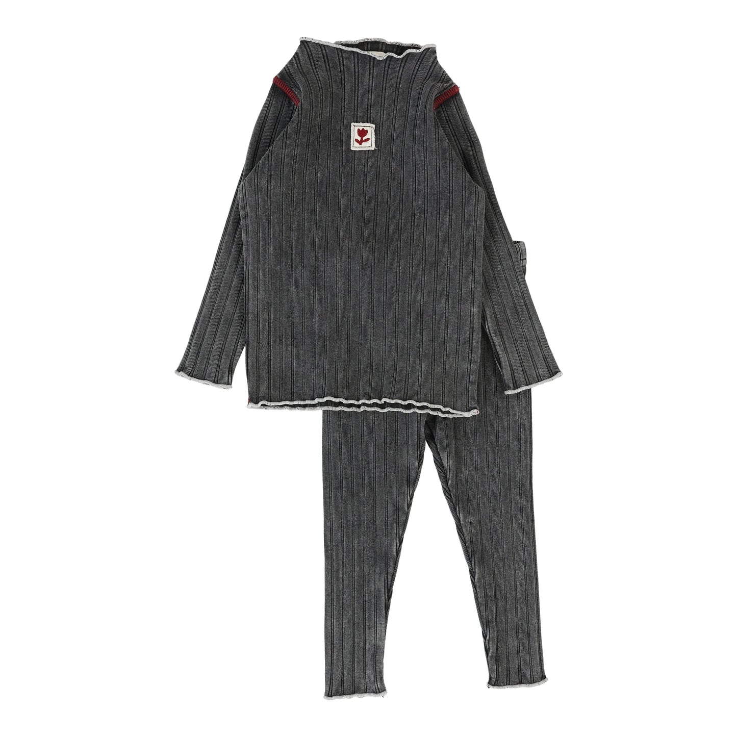 Girls Funnel Neck Set- Black Wash