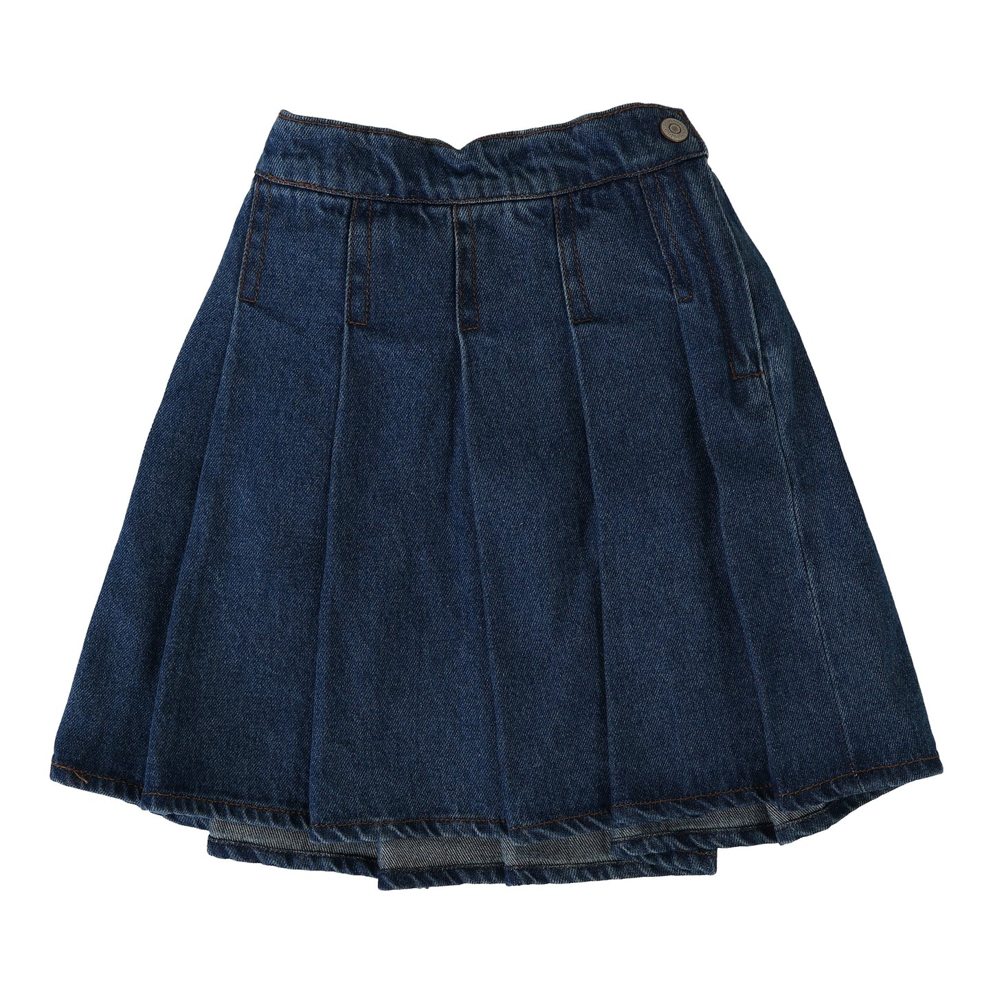 Pleated Denim Skirt Blue Denim