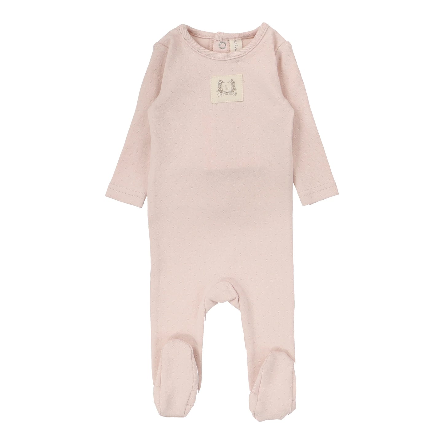 Pointelle Emblem Footie - Soft Pink