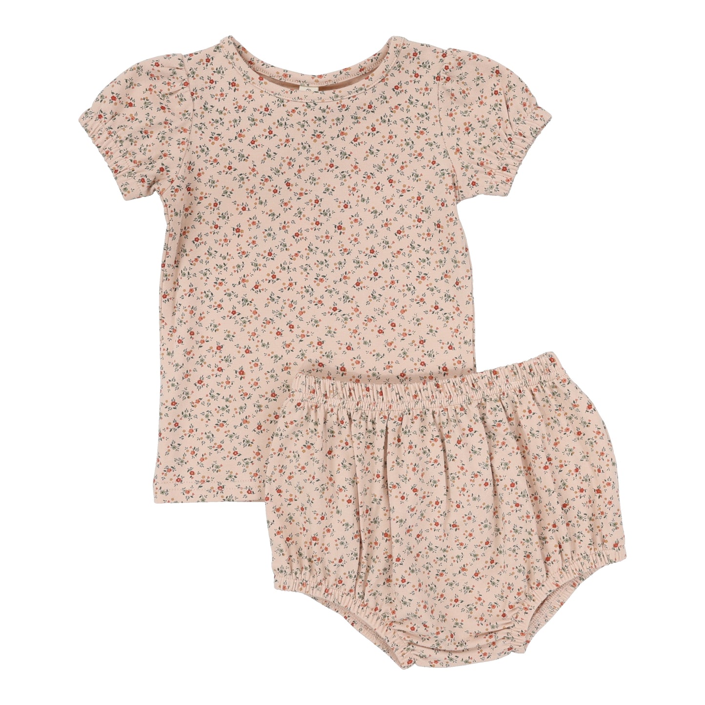 Bouquet Floral Short Sleeve Set - Rose/Floral