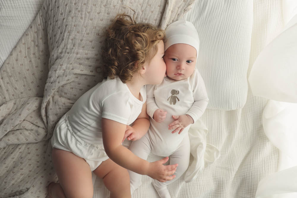 Embroidered Cotton Sand Elefant Layette Set