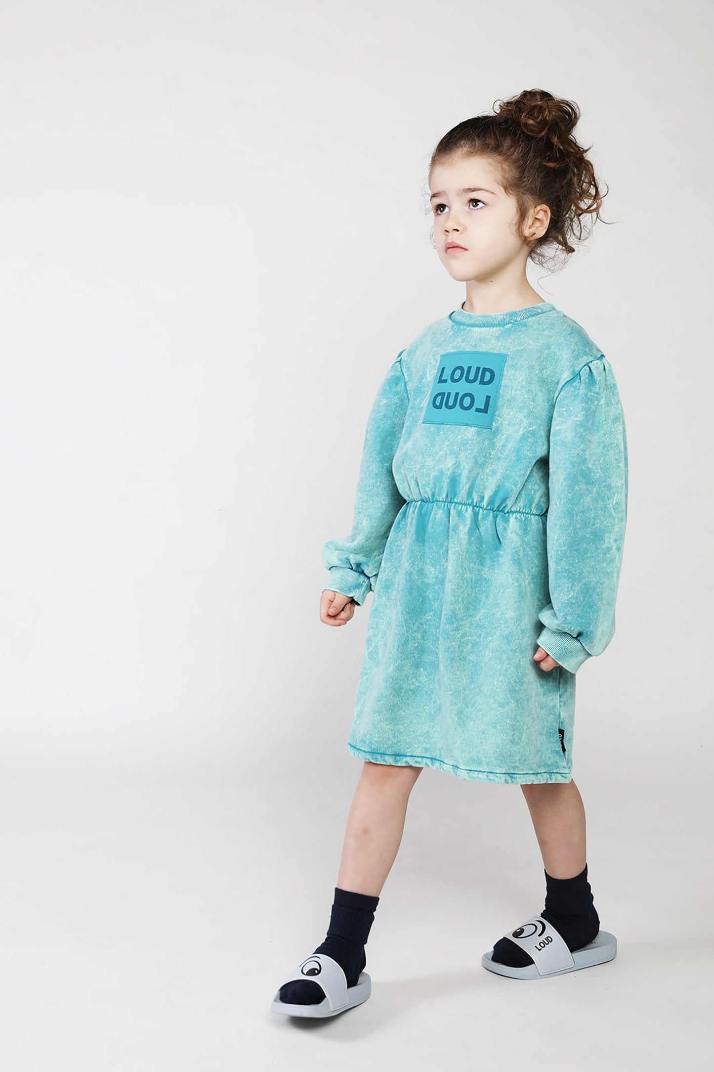 Chart blue bay marbled waisted dress