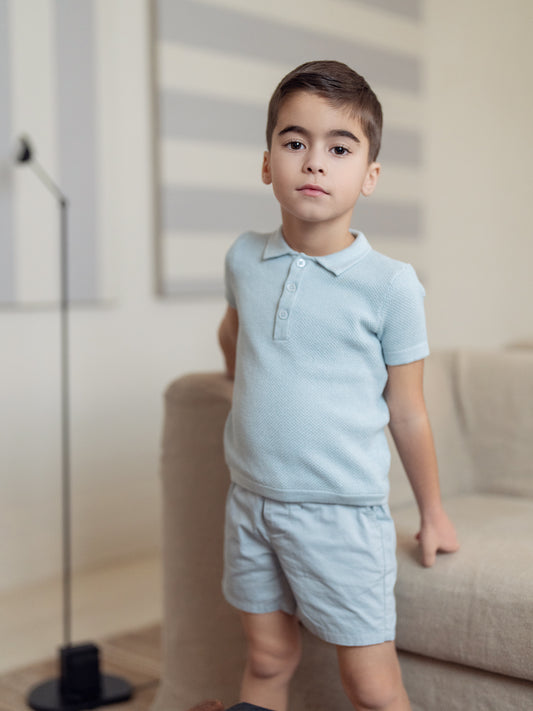 Blue Knit Polo