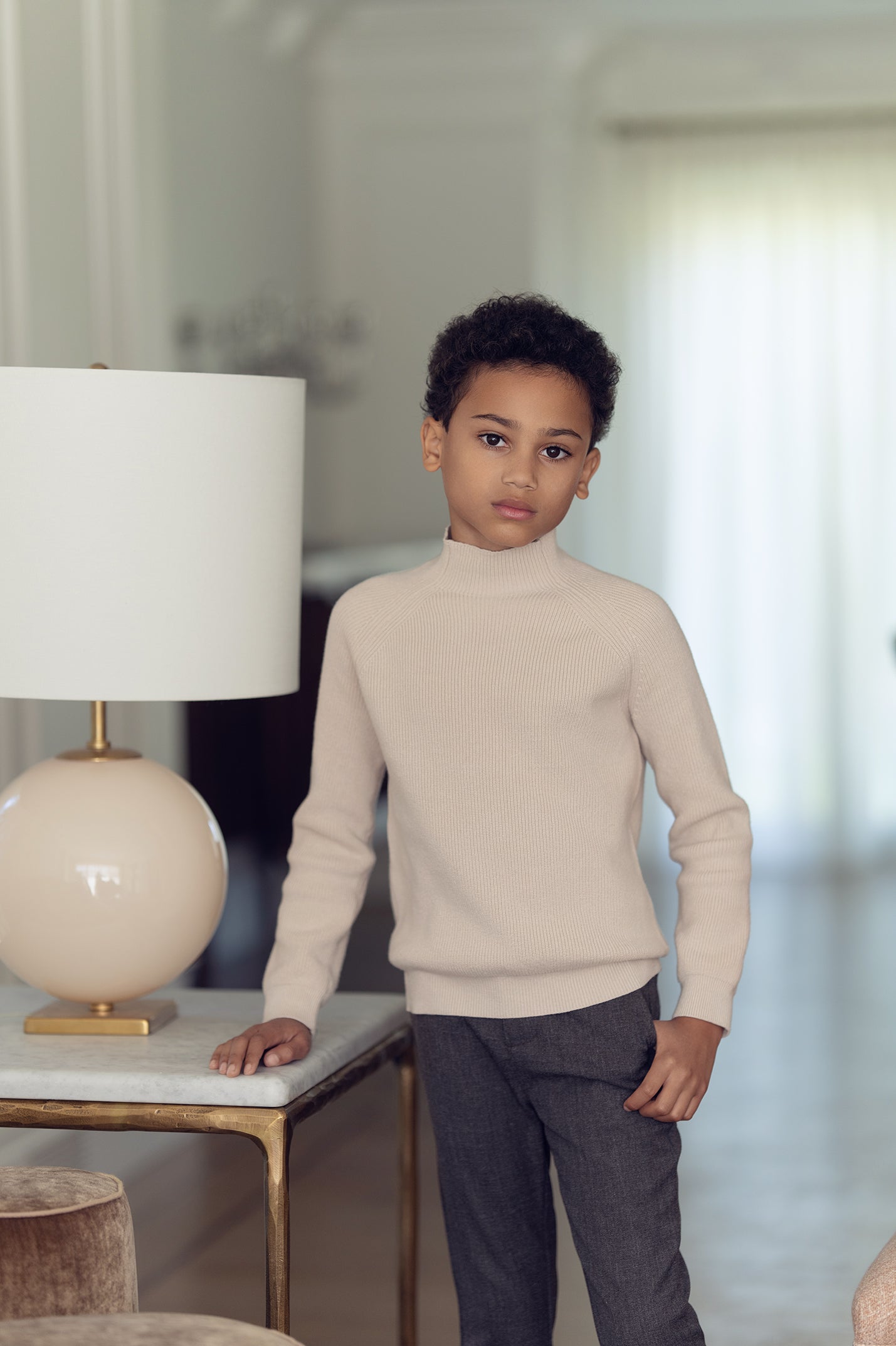 Cream Mockneck Turtle Sweater