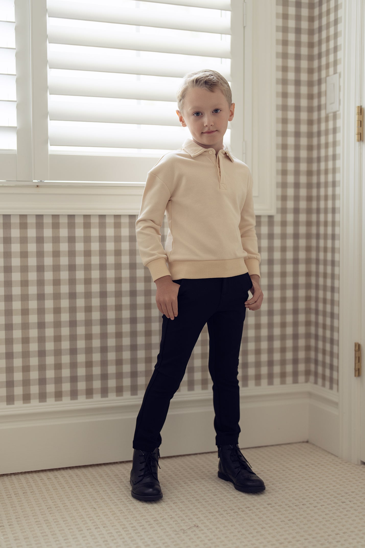 Boys Sand Polo Sweatshirt