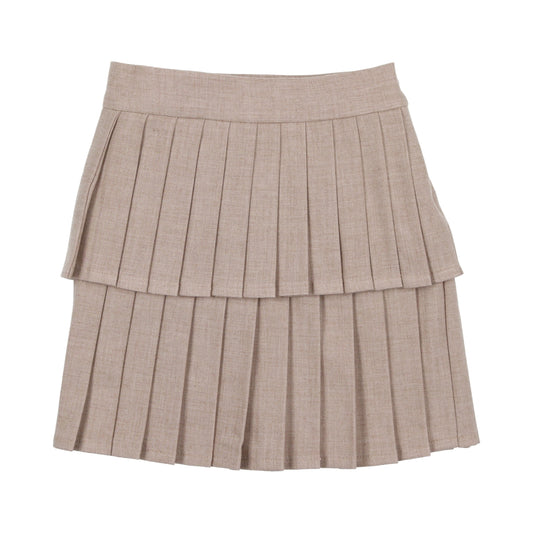 Heathered Oatmeal Pleated Skirt