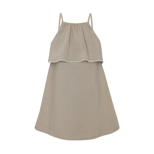 Taupe Milano Tank Dress with Ruffle