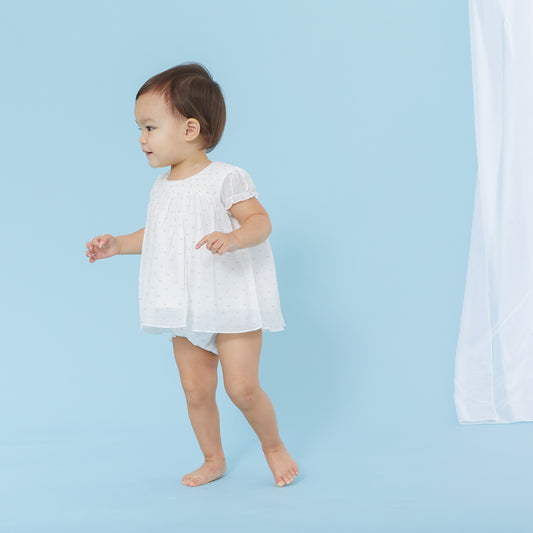 White Smocked Spot Set