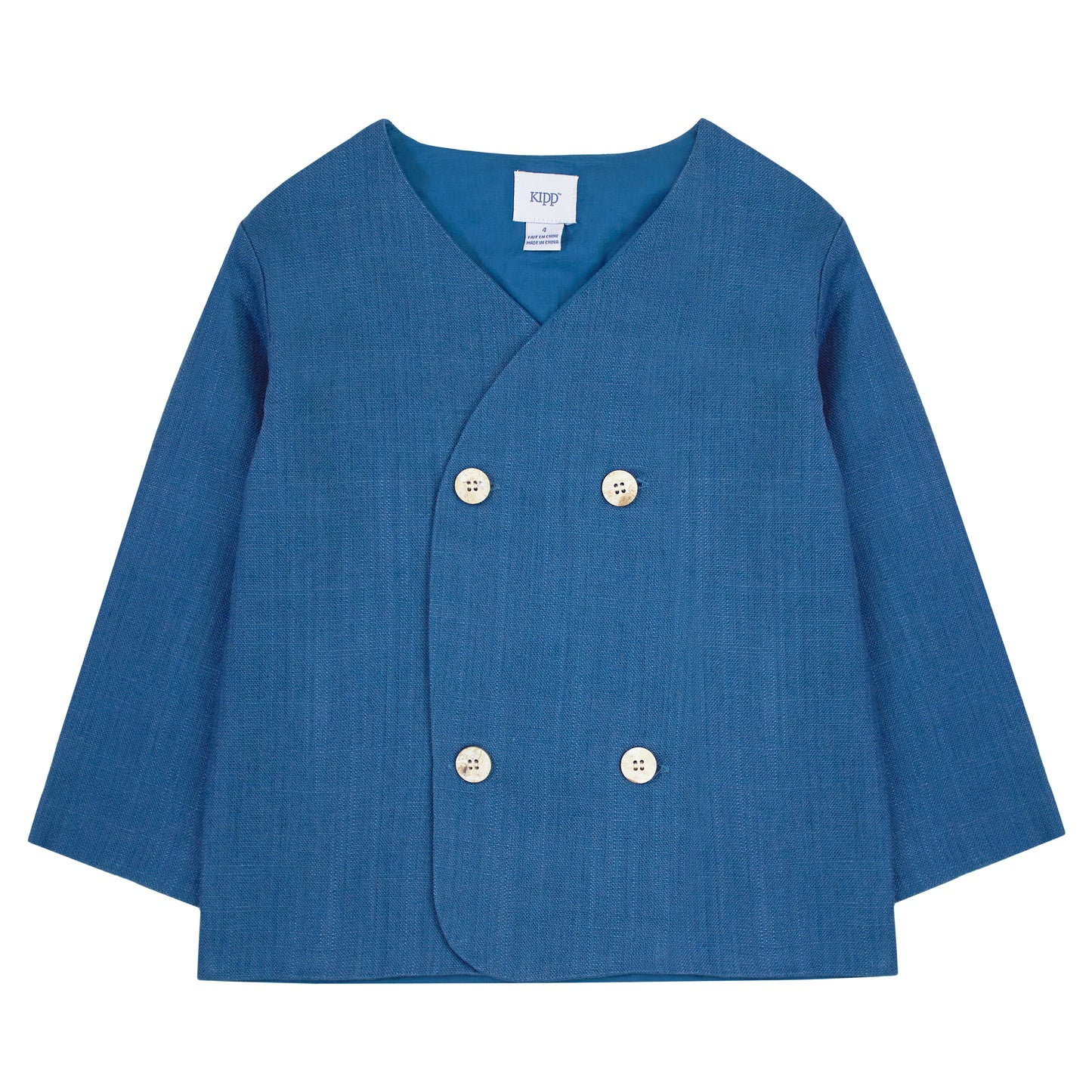 Blue Linen Textured Blazer & Shorts