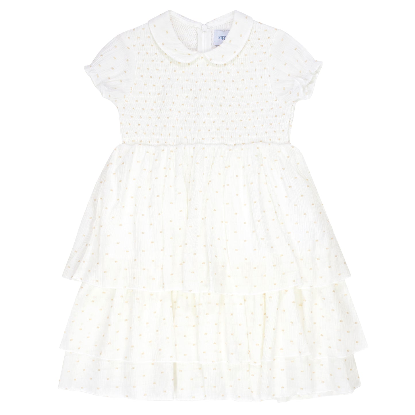 White Smocked Spot Dress