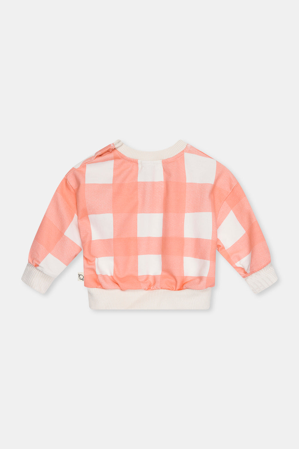 Fleece Gingham Baby Sweatshirt with Pants Peach