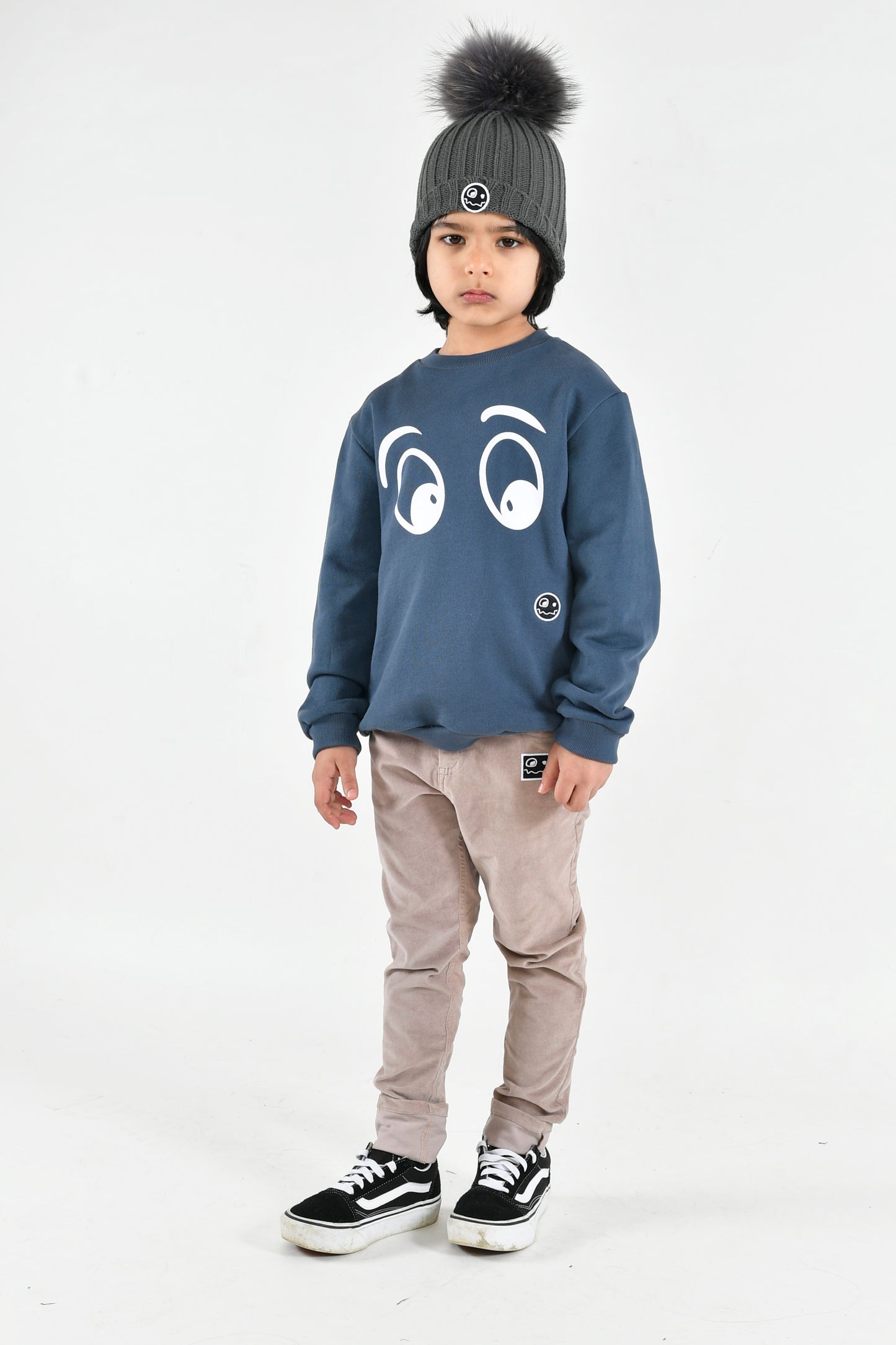 Dark Grey Pompom Hat