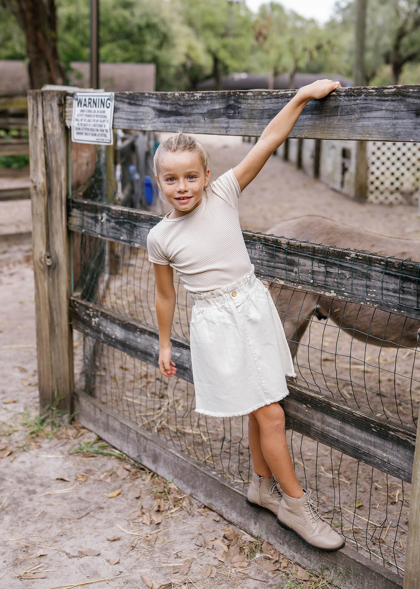 Fringe Denim Skirt Structured White Denim