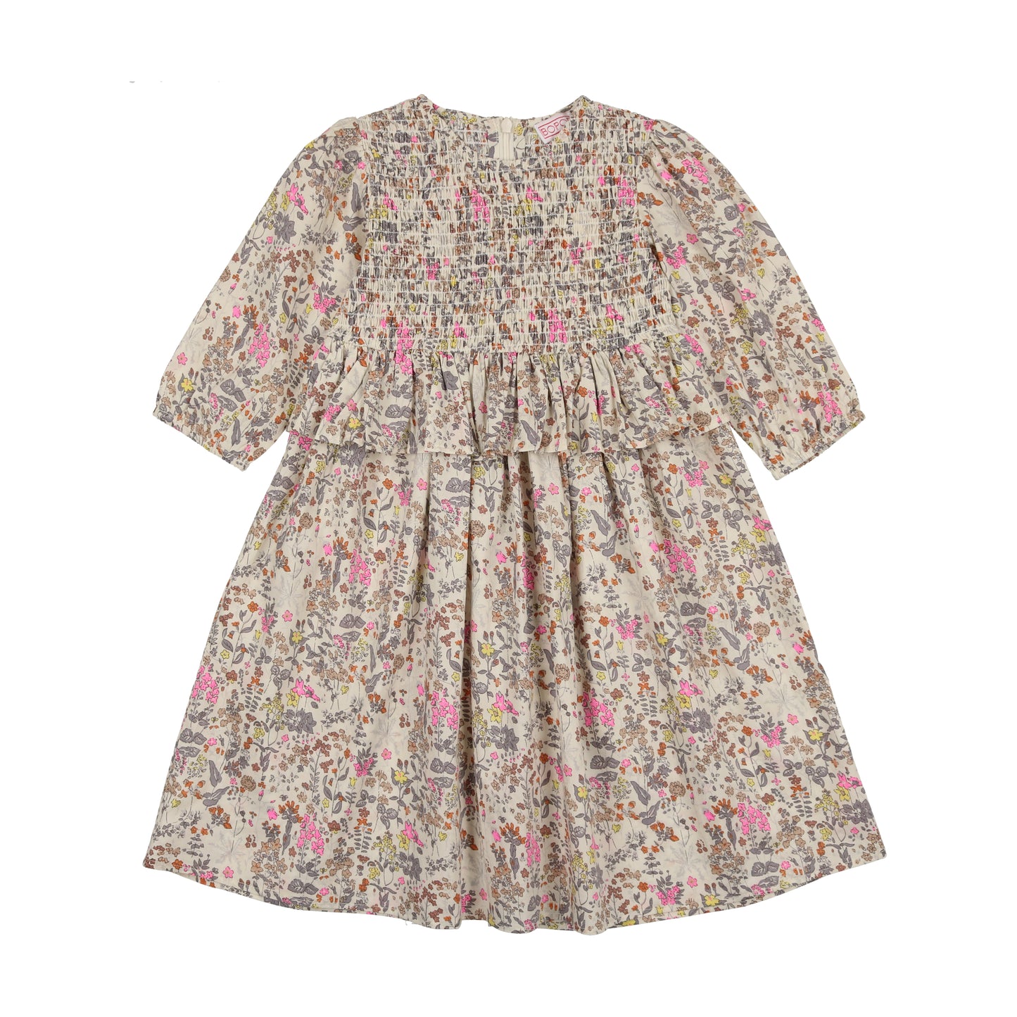 Three Quarter Sleeve Floral Dress