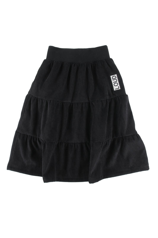 Black tiered midi skirt