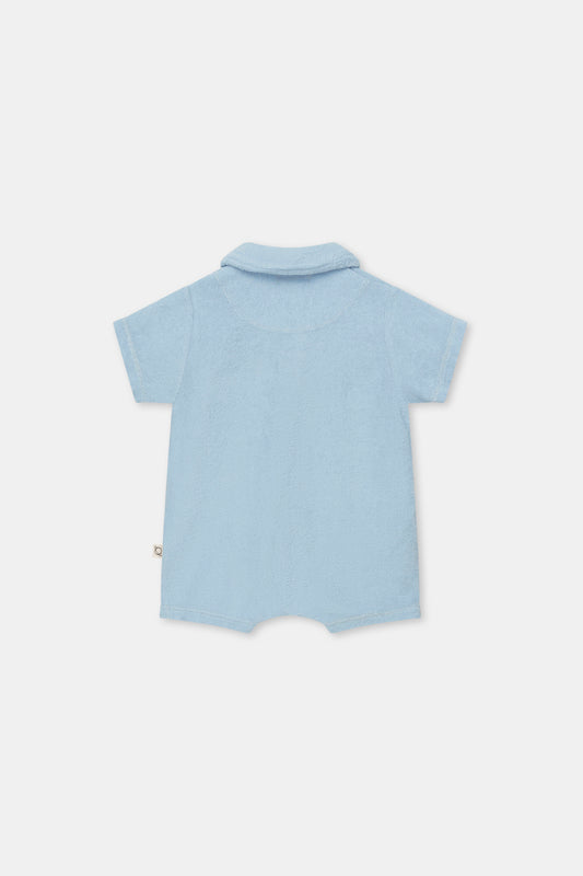 Terry polo baby jumpsuit Blue