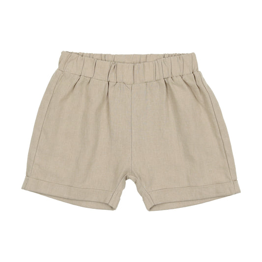Linen Pull On Shorts Light Green
