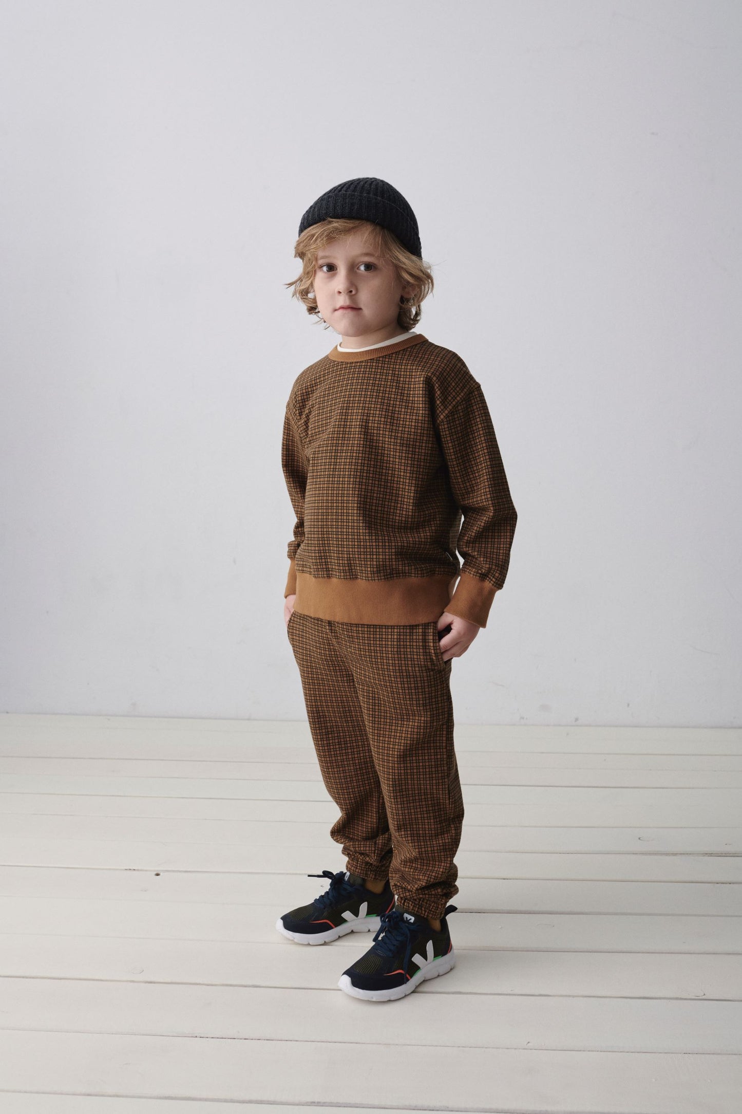 Organic Gingham Sweatshirt - Oil